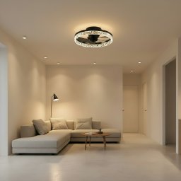 Lustra LED VEYA neagra cu telecomanda, 38W, 50 cm, lumina 3 trepte