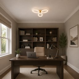 Lustra LED VEYRO aurie, 39W, dimabila, cu telecomanda si 3 tipuri de lumina