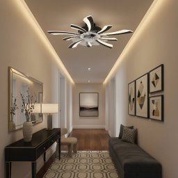 Lustra LED VIRTULA cu ventilator si telecomanda, 29W, 77 cm, neagra