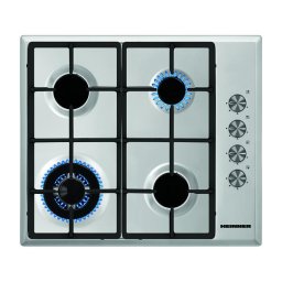 Plita incorporabila Heinner HBH-S584WI-IX, Gaz, 4 Arzatoare, Aprindere electrica, Gratar fonta, WOK, Inox