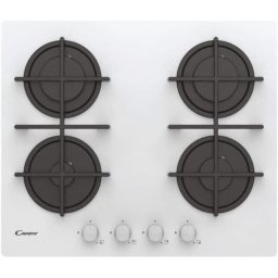 Plita incorporabila Candy CVG6WW, 4 arzatoare gaz, Siguranta gaz, Control butoane, 59.5 cm, Sticla alba