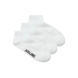 Jack & Jones Set 3 perechi de sosete scurte, barbati, din amestec de bumbac, JACLOUIS, Alb (SELECTATI MARIMEA: Universala)