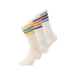 Jack & Jones Set 3 perechi de sosete lungi, barbati, amestec de bumbac, JACNICE, Crem (SELECTATI MARIMEA: Universala)