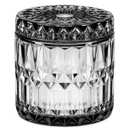 Recipient din sticla Pufo Luxury, cu capac, pentru bomboane, praline , dischete, accesorii si decorare, negru