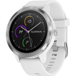 Ceas Smartwatch Garmin Vivoactive 3, 44 mm, HR, GPS, Silver, Silicone White