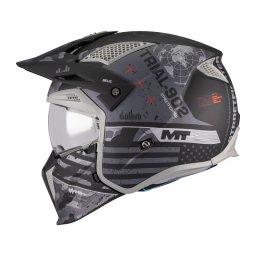 Casca MT Streetfighter SV S Belic B2 gri/negru mat (ochelari soare integrati) - masca (protectie) barbie si cozoroc detasabile - omologare noua ECE 22.06