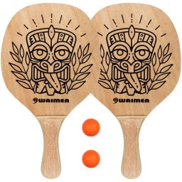 Set Palete Plajă WAIMEA Lemn 5 Straturi + Minge 41,5cm - Roz, uni
