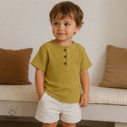 Bluză Copii din Muselină din Bumbac 100% ,Culoare Verde Praz