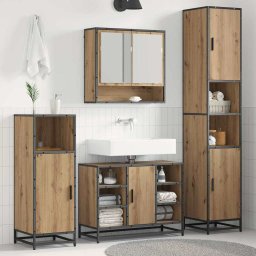 Set de mobilier pentru baie cu raft 3 pcs Stejar Artizanal GartenMobel Dekor
