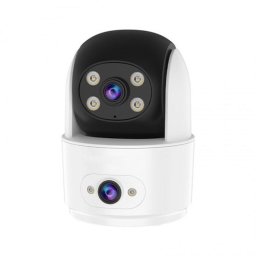 Camera de supraveghere Camera supraveghere interior WiFi PT cu lentila duala Vstarcam C996DR, 1 MP, 4 mm, detectie miscare, auto tracking, night vision, full color, microfon si difuzor, slot card, vizualizare de pe telefon