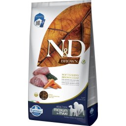 FARMINA N&D Brown Dog Adult Medium Maxi Lamb, Spirulina, Carrot 7 kg Hrana caine talie medie si mare, cu blana inchisa la culoare