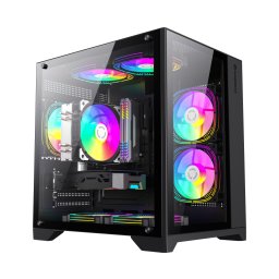 Carcasa PC Gamemax INFINITY MINI BK, Mini Tower, Micro-ATX, Panou sticla temperata, Fara sursa
