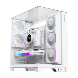 Carcasa PC Gamemax INFINITY PRO WH, Midi Tower, Alb, 5 ventilatoare ARGB, Panouri sticla securizata
