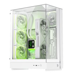 Carcasa PC Gamemax T20 WH, Micro-ATX, Sticla securizata, Layout 90 grade, Alb