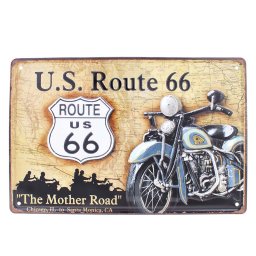 Placă metalică retro U.S. Route 66 The Mother Road 30x20 cm