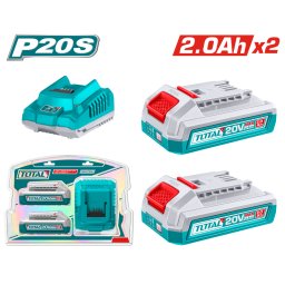 Set acumulatori si incarcator TOTAL Industrial 20V 2Ah 3 piese
