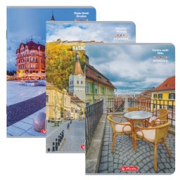 Caiet A4, 100 file, Herlitz, hartie 70g/mp, motive Romania, FSC