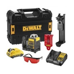 Dewalt - DCE0811D1R - Nivela laser cu linii, 20 m, +/-0.3 mm/m, 2 linii laser, fascicul rosu, proiectie 360 grade, suport perete, valiza speciala
