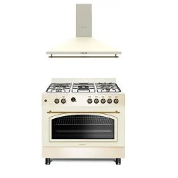 Aragaz FE90/60 El Avena Rustic, 90 cm, Cuptor electric, 4 arzatoare gaz + Hota Tosca Turbo 90 cm