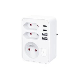 Solight P109PD20 - Priză multiplă 1x16A+2x 2,5A cu încărcător 2x USB A+C, albă