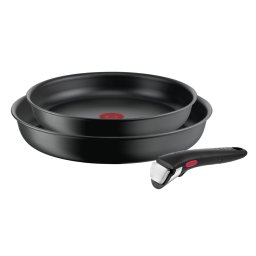 Set de 3 piese Tefal Ingenio Ultimate L7649343, tigaie 22/26 cm, maner detasabil, invelis antiaderent Titanium, indicator Thermo-Signal™, baza Thermo-Fusion™+, inductie, negru