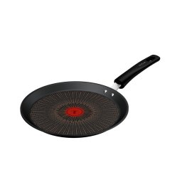 Tigaie pentru clatite Tefal Excellence+ G3303802, 25 cm, invelis antiaderent, tehnologie FUSIONCORE, Thermo-Signal™, maner nituit, aluminiu, inductie, negru