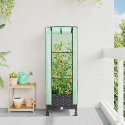 Ghiveci de Gradina cu Haina de Sera si Roti Negru PP GartenMobel Dekor