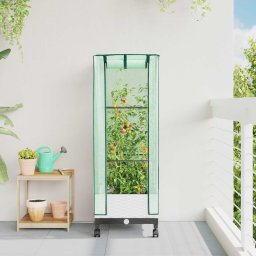 Ghiveci de Gradina cu Haina de Sera si Roti Alb PP GartenMobel Dekor