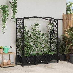 Pat Ridicat cu Trellis si Acoperis Negru 169 x 40 x 129 cm PP GartenMobel Dekor