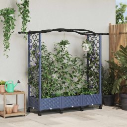 Pat Ridicat cu Trellis si Acoperis Gri 169 x 40 x 129 cm PP GartenMobel Dekor