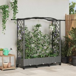 Pat Ridicat cu Trellis si Acoperis Gri deschis PP GartenMobel Dekor