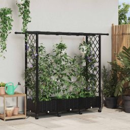 Pat Ridicat cu Trellis si Acoperis Negru 164 x 40 x 127 cm PP GartenMobel Dekor