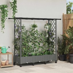 Pat Ridicat cu Trellis si Acoperis Gri deschis PP GartenMobel Dekor