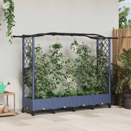 Pat Ridicat cu Trellis si Acoperis Gri 207 x 40 x 129 cm PP GartenMobel Dekor