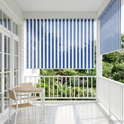 Jaluzea exterioara cu blocare UV de 90% Dungi albastre si albe GartenMobel Dekor