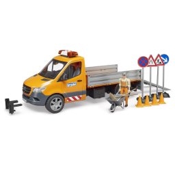Mercedes Benz Sprinter basculabil cu girofar, sofer si accesorii, Bruder 02677