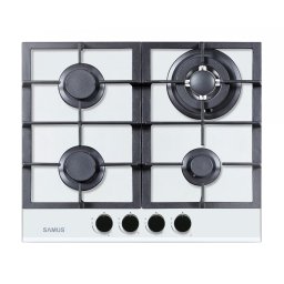 Plita incorporabila Samus PSG-64SG3 White, Gaz, 4 arzatoare, Aprindere electrica, Sticla Alba