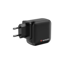 Incarcator Verbatim mini GaN, 100W, EU-UK-US2 x USB-C, PD 100W,1 x USB-C, PD 20W, 1xUSB-A QC 3.0, Negru