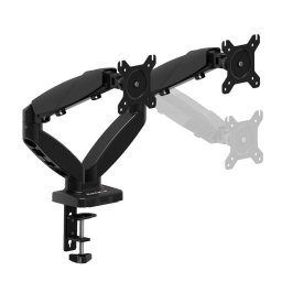 Suport birou pentru 2 monitoare Huzaro Motion 2.2, 15" - 27", Reglabil, Aluminiu, Negru