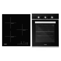 Pachet Samus-45-B16 Cuptor incorporabil Samus SC457GTBV, 43 L, 1900 W, 6 functii, Ventilator, Grill, Clasa energetica A, Timer mecanic + Plita incorporabila inductie Samus PSI-43BG1, 5800 W, 3 zone de gatit, Touch control, Negru/Inox
