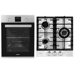 PACHET SAMUS-45-X2, Cuptor electric incorporabil SCE458GTXV + plita pe gaz incorporabila PSG-43SX1, clasa A, 47 litri, 6 functii, 3 arzatoare, aprindere electrica, argintiu