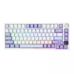 Tastatura mecanica, 75%, Combinate, Ajazz, AK820 Pro, Flying Fish Switch, RGB, Microsoft Windows Linux iOS, 377x134x40mm, USB Type-C cu fir, Bluetooth 5.0 si 2.4 GHz, Alb-Mov