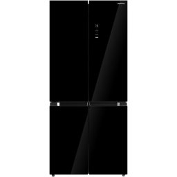 Side by side multidoor Heinner HSBS-M515MDINVHGBKE++, 515 l, Clasa E, No frost, Compresor inverter, Display touch, Tehnologie inoxcool, Compartiment cu temp. variabila, H 189.8cm, Usi sticla neagra/Cabinet negru