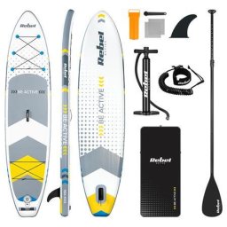 Set placa gonflabila Stand Up Paddle SUP REBEL ACTIVE RBA-4500-WH, 350 x 81 x 15 cm, Alb