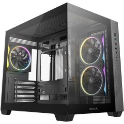 Carcasa PC Deepcool CG330, Mini Tower, fara sursa, sticla securizata, mATX, mITX, 3 ventilatoare incluse, 9 ventilatoare compatibile, Negru