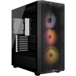 Carcasa PC Corsair 3200D RS ARGB, Middle Tower, fara sursa, sticla securizata, ATX, mATX, mITX, 3 ventilatoare incluse, 9 ventilatoare compatibile, Negru