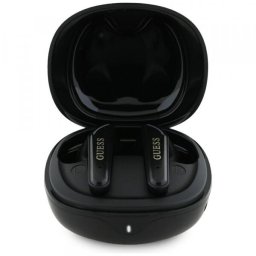 Casti True Wireless Guess Flat Classic Logo Electroplated, Bluetooth, Negru