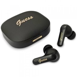 Casti True Wireless Guess Script Metal Logo, Bluetooth, Negru