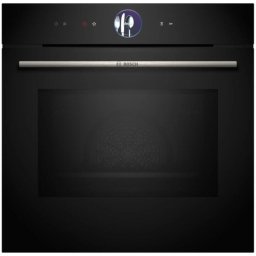 Cuptor Seria 8 HMG7764B1, Electric, 67 l, Multifunctional, 20 programe, Touch control, Autocuratare pirolitica, PerfectBake/Roast plus, Functie microunde, Soft close, Crisp Finish, Grill, Air Fry, Home Connect, Sticla Neagra