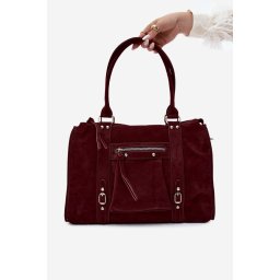 Geantă mare Flora&Co din imitație de piele întoarsă Bordeaux